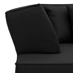 Ecksofa Dallas Echtleder Echtleder Gad: Schwarz - Longchair davorstehend links