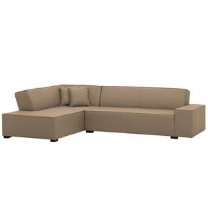 Ecksofa Dallas Echtleder Echtleder Gad: Taupe - Longchair davorstehend links