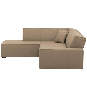 Ecksofa Dallas Echtleder Echtleder Gad: Taupe - Longchair davorstehend links