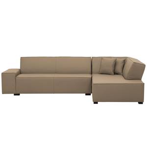 Ecksofa Dallas Echtleder Echtleder Gad: Taupe - Longchair davorstehend rechts