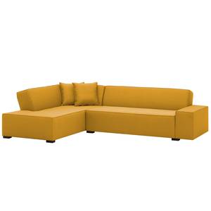 Ecksofa Dallas Webstoff Stoff Selva: Senfgelb - Longchair davorstehend links