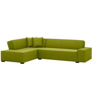 Ecksofa Dallas Webstoff Stoff Ramira: Limette - Longchair davorstehend links