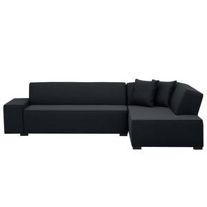 Ecksofa Dallas Webstoff Stoff Ramira: Anthrazit - Longchair davorstehend rechts