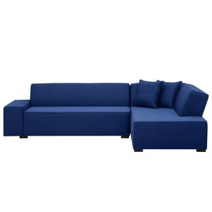 Ecksofa Dallas Webstoff Stoff Ramira: Blau - Longchair davorstehend rechts