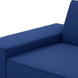 Ecksofa Dallas Webstoff Stoff Ramira: Blau - Longchair davorstehend rechts