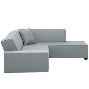 Ecksofa Dallas Webstoff Stoff Selva: Grau - Longchair davorstehend rechts