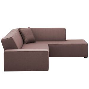 Ecksofa Dallas Webstoff Webstoff Milan: Grau-Braun - Longchair davorstehend rechts