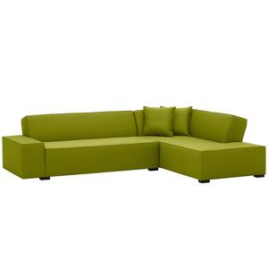 Ecksofa Dallas Webstoff Stoff Ramira: Limette - Longchair davorstehend rechts