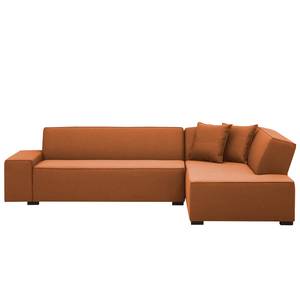 Ecksofa Dallas Webstoff Webstoff Milan: Rostbraun - Longchair davorstehend rechts