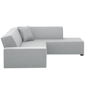 Ecksofa Dallas Webstoff Stoff Selva: Silbergrau - Longchair davorstehend rechts