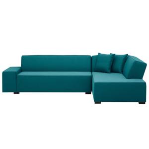 Hoekbank Dallas geweven stof Stof Ramira: Turquoise - Longchair vooraanzicht rechts