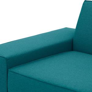 Hoekbank Dallas geweven stof Stof Ramira: Turquoise - Longchair vooraanzicht rechts