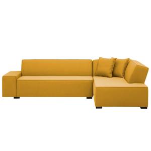 Ecksofa Dallas Webstoff Stoff Selva: Senfgelb - Longchair davorstehend rechts