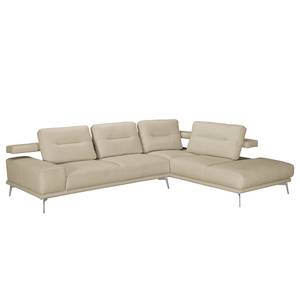 Ecksofa Dancyville Echtleder Echtleder - Ottomane davorstehend rechts - Beige