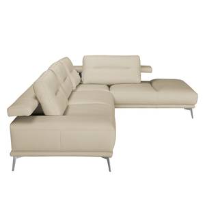 Ecksofa Dancyville Echtleder Ottomane davorstehend rechts - Beige