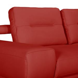 Canapé d'angle Dancyville Cuir véritable - Méridienne courte à droite (vue de face) - Rouge