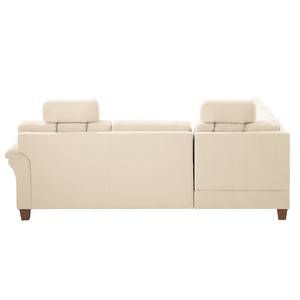 Ecksofa Davao Microfaser Microfaser - Creme - Ottomane davorstehend links - Mit Schlaffunktion