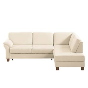 Ecksofa Davao Microfaser Microfaser - Creme - Ottomane davorstehend rechts - Mit Schlaffunktion