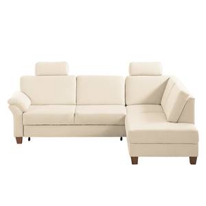 Ecksofa Davao Microfaser Microfaser - Creme - Ottomane davorstehend rechts - Mit Schlaffunktion