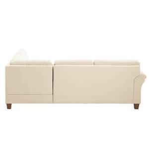 Ecksofa Davao Microfaser Microfaser - Creme - Ottomane davorstehend rechts - Mit Schlaffunktion