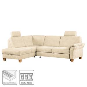 Ecksofa Davao Microfaser Microfaser - Creme - Ottomane davorstehend links - Ohne Schlaffunktion