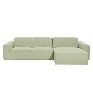 Ecksofa Deering Webstoff Avocado - Longchair davorstehend rechts