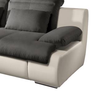 Ecksofa Delsbo Kunstleder / Flachgewebe mit Schlaffunktion - Beige / Anthrazit - Longchair davorstehend links