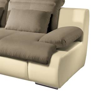 Ecksofa Delsbo Kunstleder / Flachgewebe mit Schlaffunktion - Creme / Braun - Longchair davorstehend links