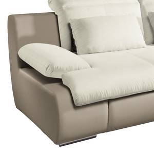 Ecksofa Delsbo Kunstleder / Flachgewebe mit Schlaffunktion - Beige - Longchair davorstehend rechts