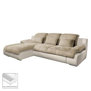 Ecksofa Delsbo Kunstleder / Microfaser mit Schlaffunktion - Creme / Beige - Longchair davorstehend links