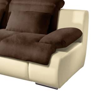 Ecksofa Delsbo Kunstleder / Microfaser mit Schlaffunktion - Creme / Braun - Longchair davorstehend links