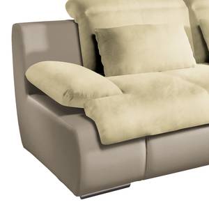 Ecksofa Delsbo Kunstleder / Microfaser mit Schlaffunktion - Sand / Beige - Longchair davorstehend rechts