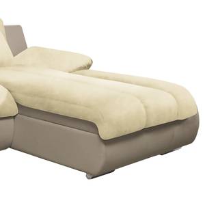 Ecksofa Delsbo Kunstleder / Microfaser mit Schlaffunktion - Sand / Beige - Longchair davorstehend rechts