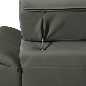 Canapé d'angle Didy Cuir véritable - Gris foncé - Méridienne longue à gauche (vue de face) - Fonction couchage - Coffre de lit
