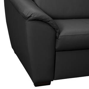 Canapé d'angle Didy Cuir véritable - Noir - Méridienne longue à droite (vue de face) - Fonction couchage - Coffre de lit