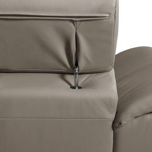 Canapé d'angle Didy Cuir véritable - Taupe - Méridienne longue à droite (vue de face) - Fonction couchage - Coffre de lit