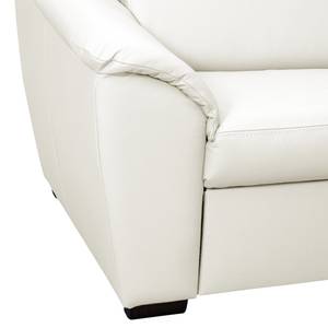 Canapé d'angle Didy Cuir véritable - Blanc - Méridienne longue à droite (vue de face) - Fonction couchage - Coffre de lit