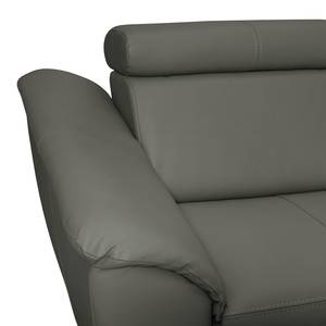 Canapé d'angle Didy Cuir véritable - Gris foncé - Méridienne longue à droite (vue de face) - Sans fonction