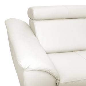 Canapé d'angle Didy Cuir véritable - Blanc - Méridienne longue à droite (vue de face) - Sans fonction