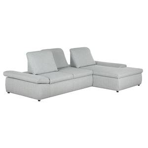 Boxspring-hoekbank Donhill II geweven stof - Zilver - Longchair vooraanzicht rechts