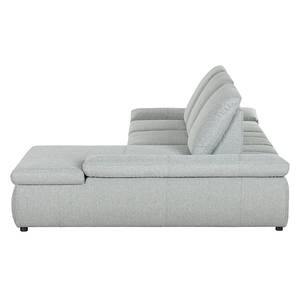 Boxspring-hoekbank Donhill II geweven stof - Zilver - Longchair vooraanzicht rechts