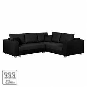 Ecksofa Dublin I (mit Schlaffunktion) Kunstleder/Strukturstoff - Schwarz - Breite: 254 cm