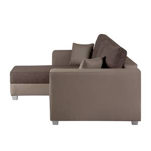 Ecksofa Dublin II (mit Schlaffunktion / beidseitig montierbar) - Kunstleder/Strukturstoff - Taupe / Braun