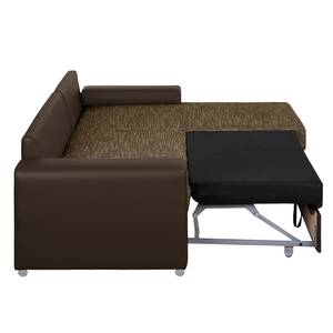 Ecksofa Dulmen Longchair beidseitig montierbar - Dunkelbraun / Cappuccino