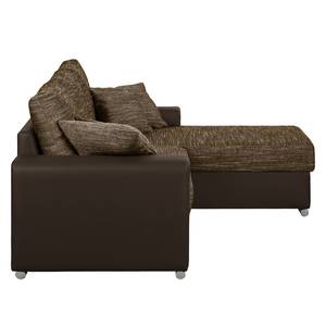 Ecksofa Dulmen Longchair beidseitig montierbar - Dunkelbraun / Cappuccino