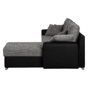 Ecksofa Dulmen Longchair beidseitig montierbar - Schwarz / Grau