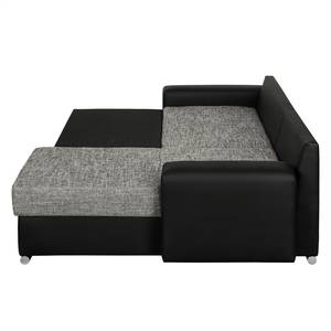 Ecksofa Dulmen Longchair beidseitig montierbar - Schwarz / Grau