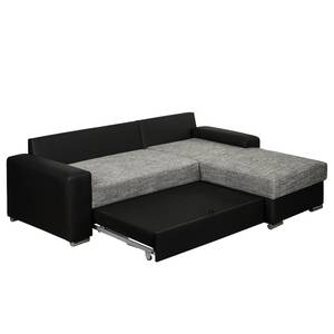 Ecksofa Dulmen Longchair beidseitig montierbar - Schwarz / Grau