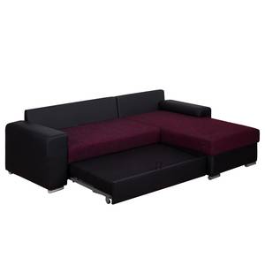 Ecksofa Dulmen Longchair beidseitig montierbar - Schwarz / Lila