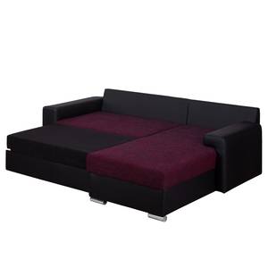 Ecksofa Dulmen Longchair beidseitig montierbar - Schwarz / Lila